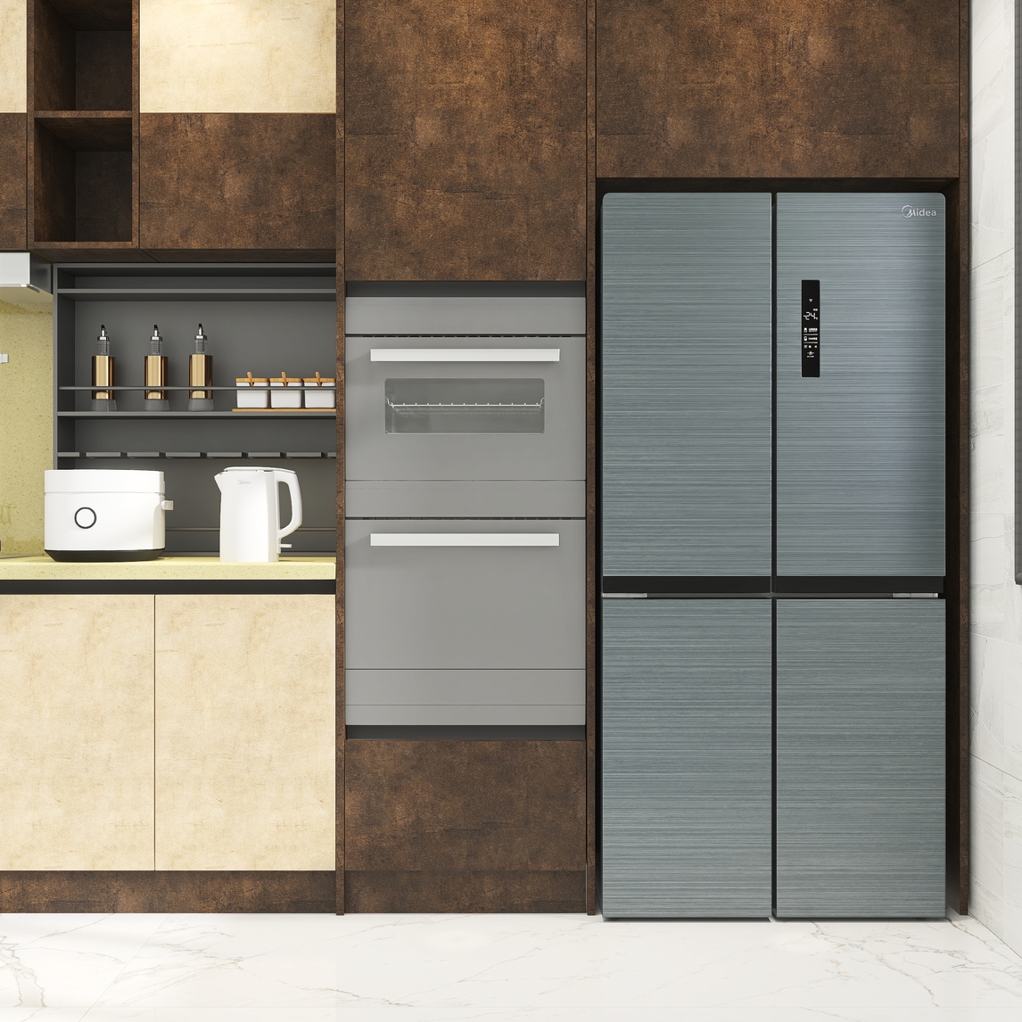 嵌入式橱柜开放厨房,精致生活的典范