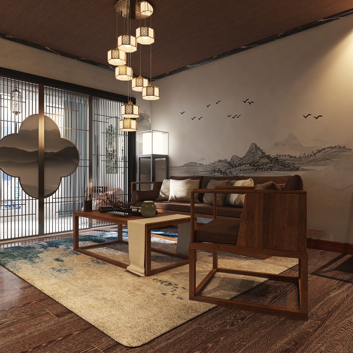 水墨风新中式会客厅