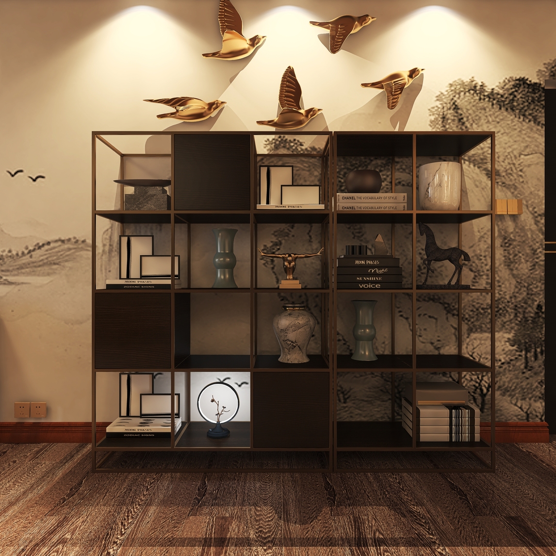 水墨风新中式装饰柜组合