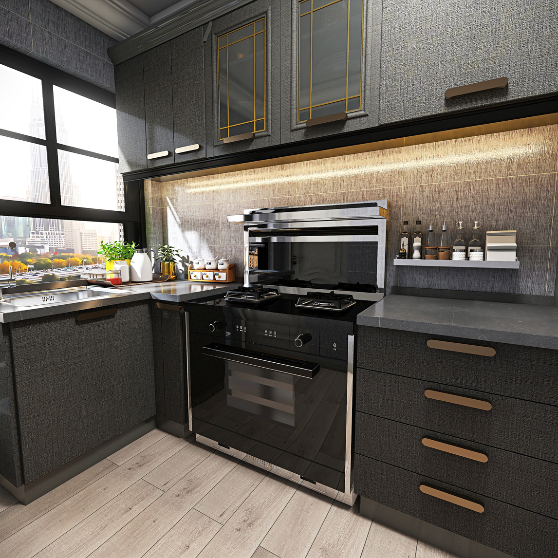 美大集成灶厨房好搭配 - 时光际的城v设计效果图 - 每平每屋·设计家