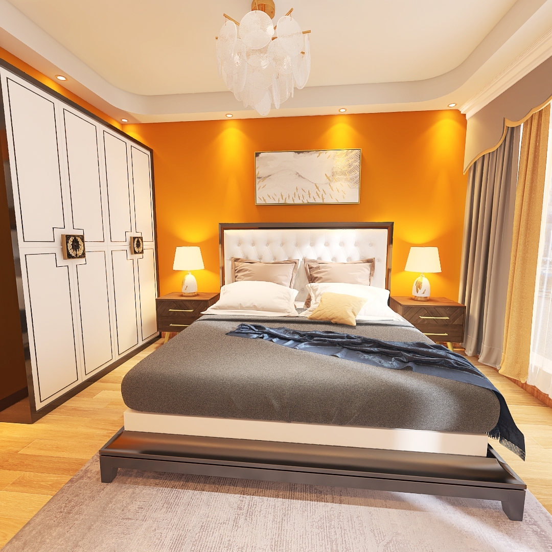 活力的橙色,让卧室空间华丽温馨 - 趣窝生活志设计效果图 - 每平每屋