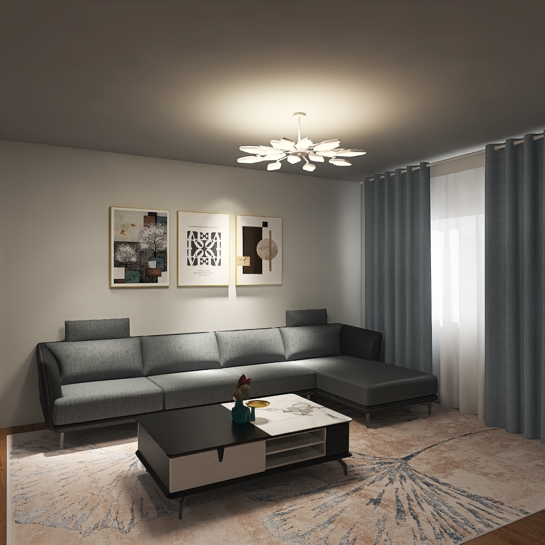 深色系诠释简约客厅的优雅 - 尤物志-型男设计效果图 - 每平每屋