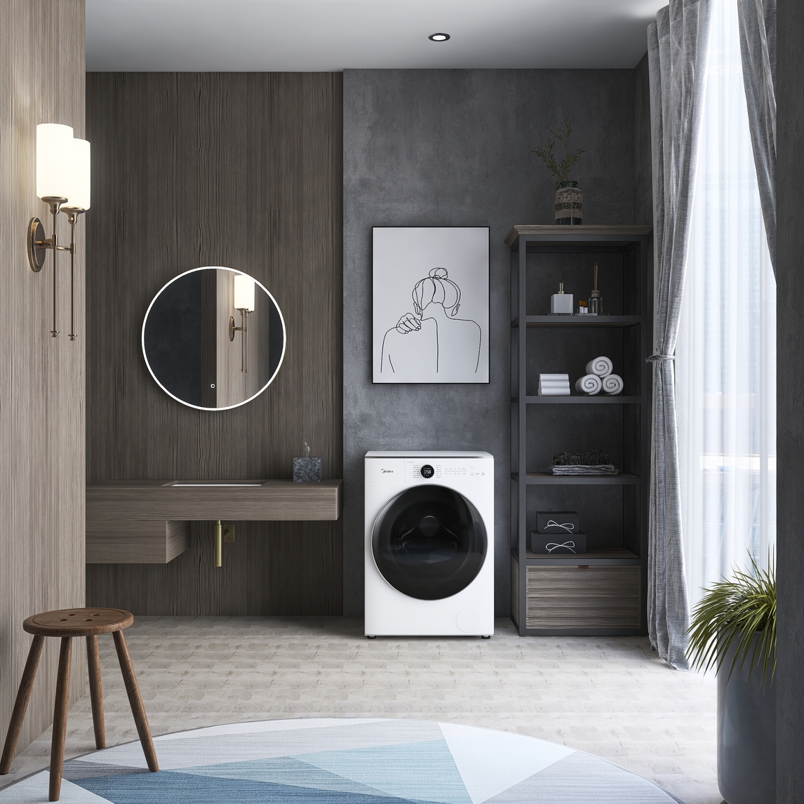 现代洗衣房,演绎低调轻奢质感 - 黑鲸设计屋设计效果图 - 每平每屋