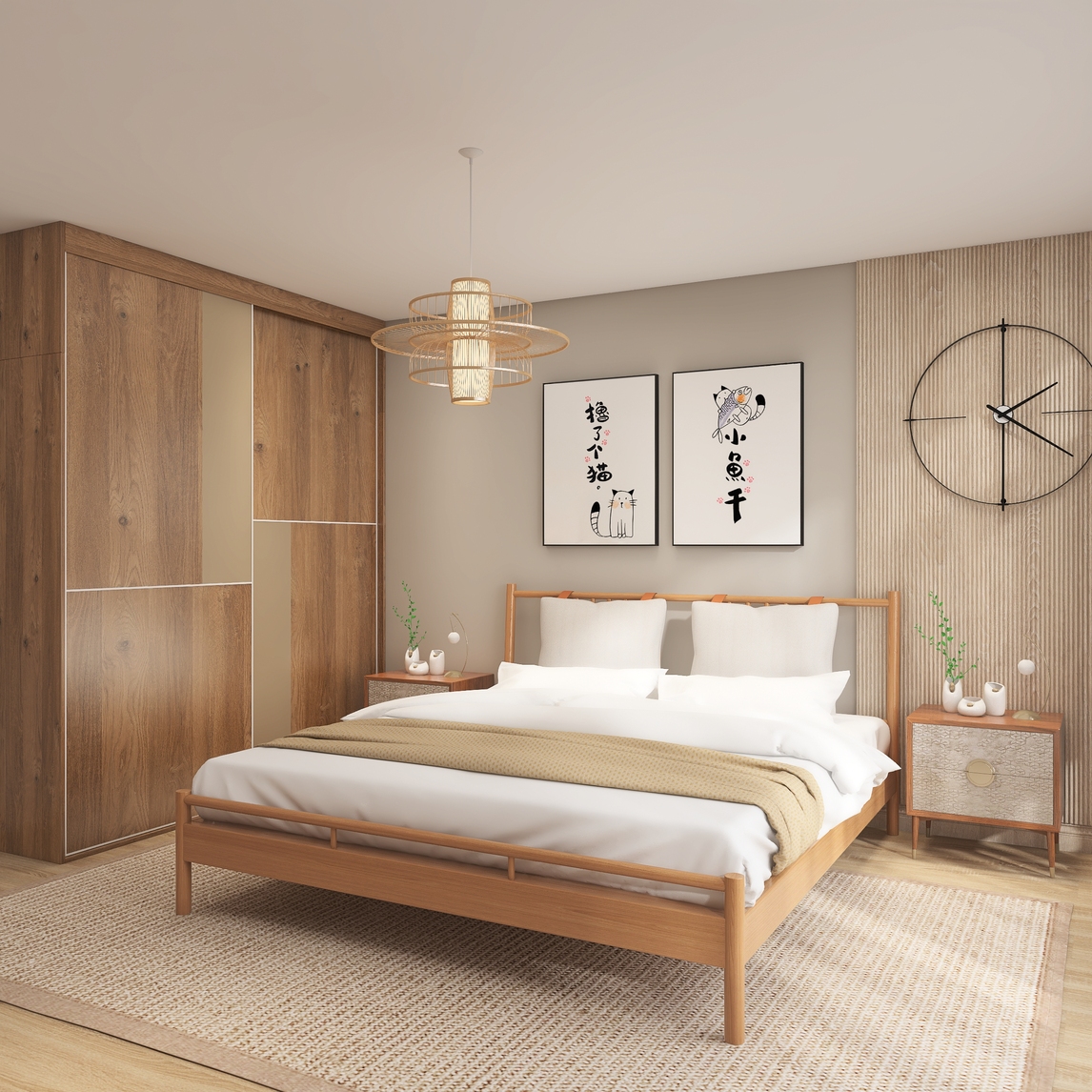 日式原木风卧室休闲随意小清新