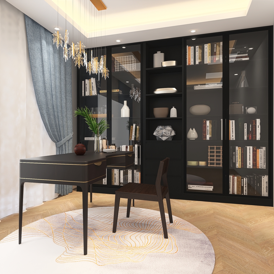 轻奢风格书房 - 每平每屋设计-张健刚设计效果图 - 每平每屋·设计家