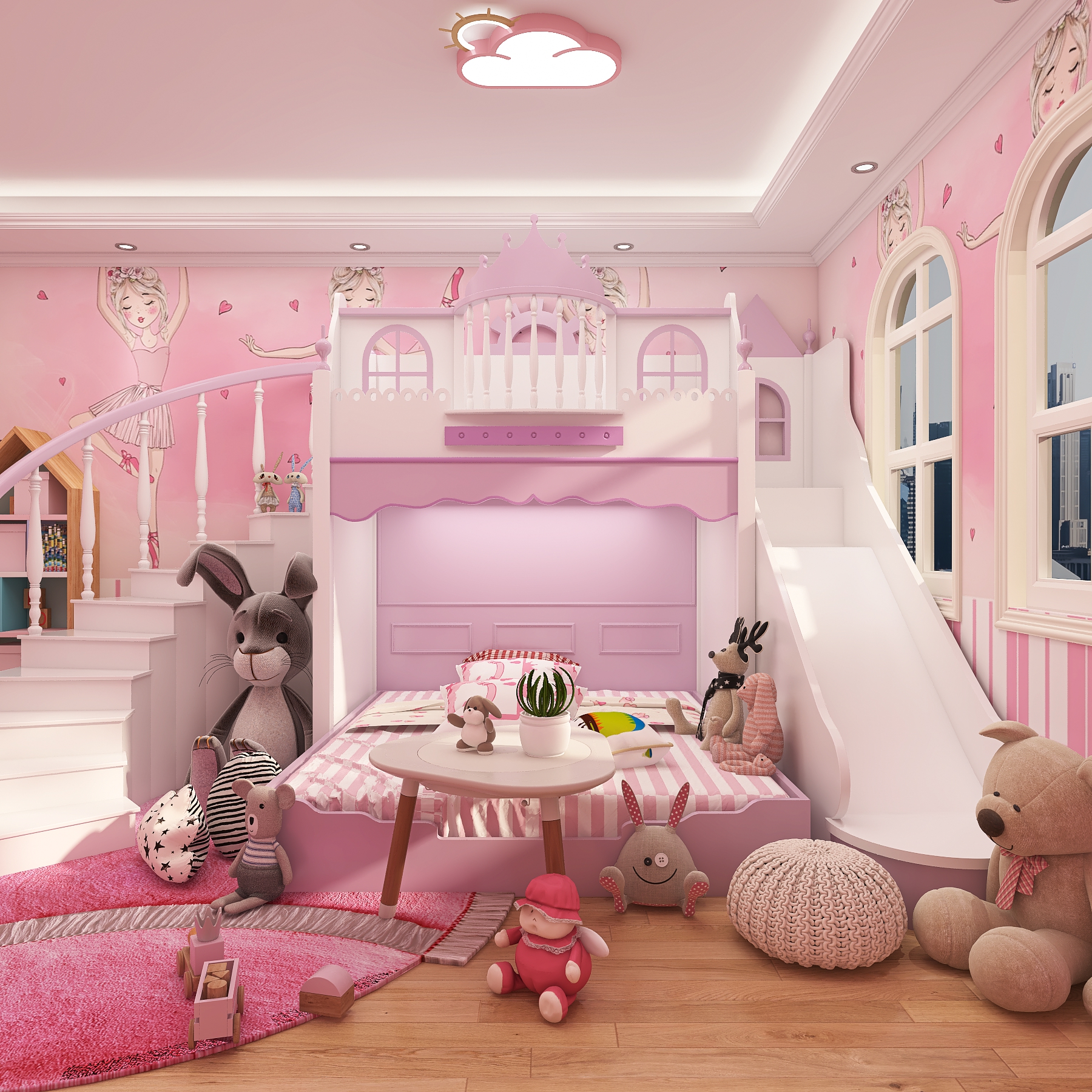 豪华粉色公主房间图片图片
