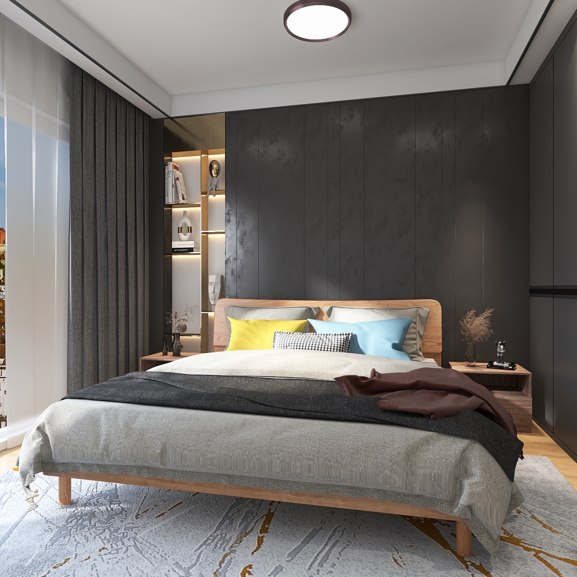 混搭深色调卧室