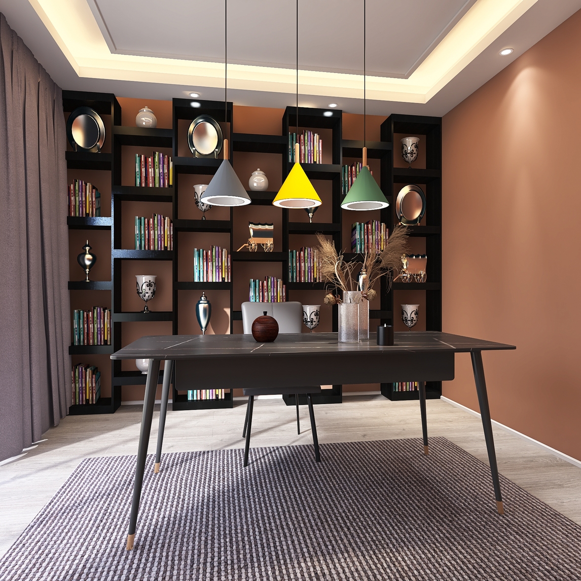 颜色搭配现代书房