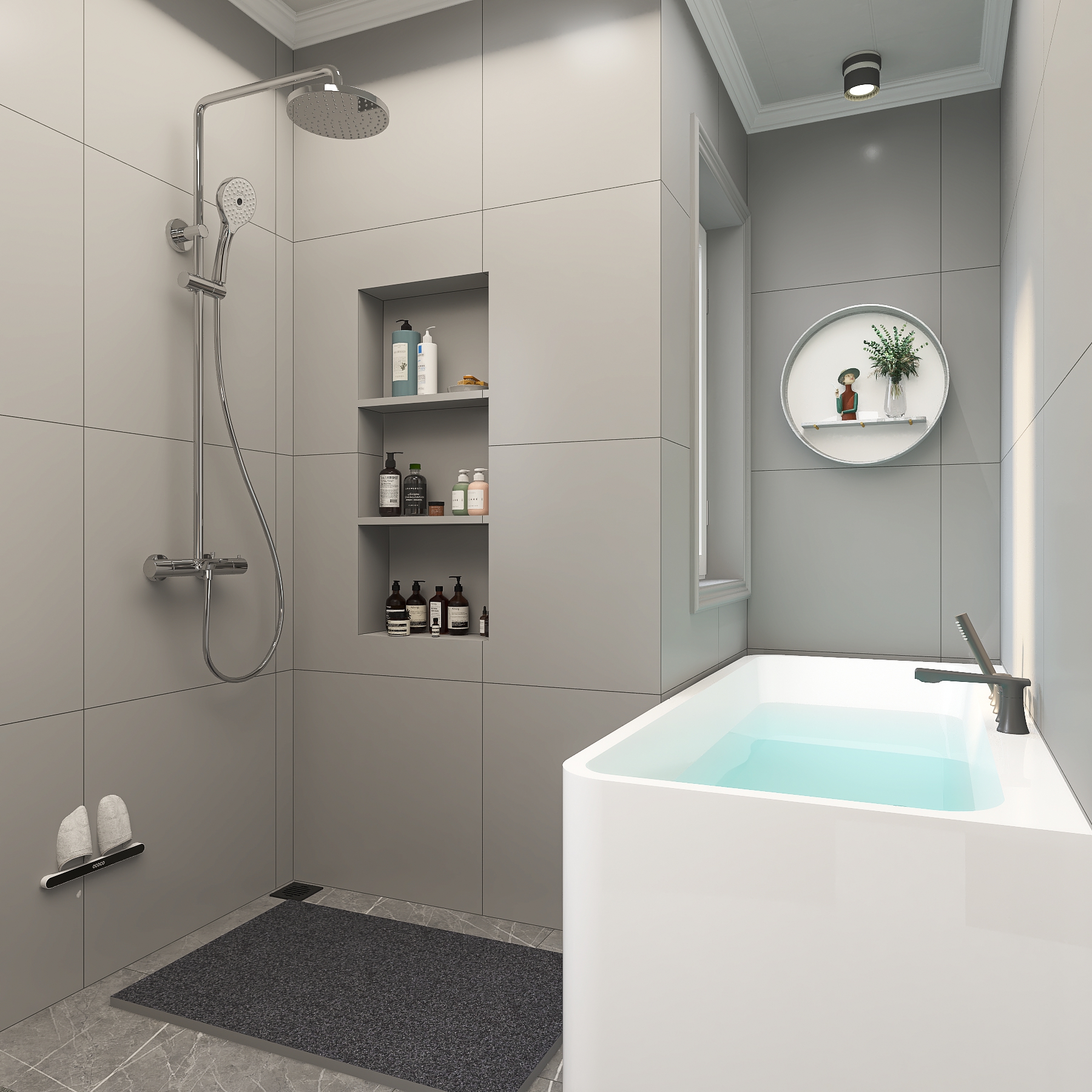 淋浴和浴缸并存的设计方案 