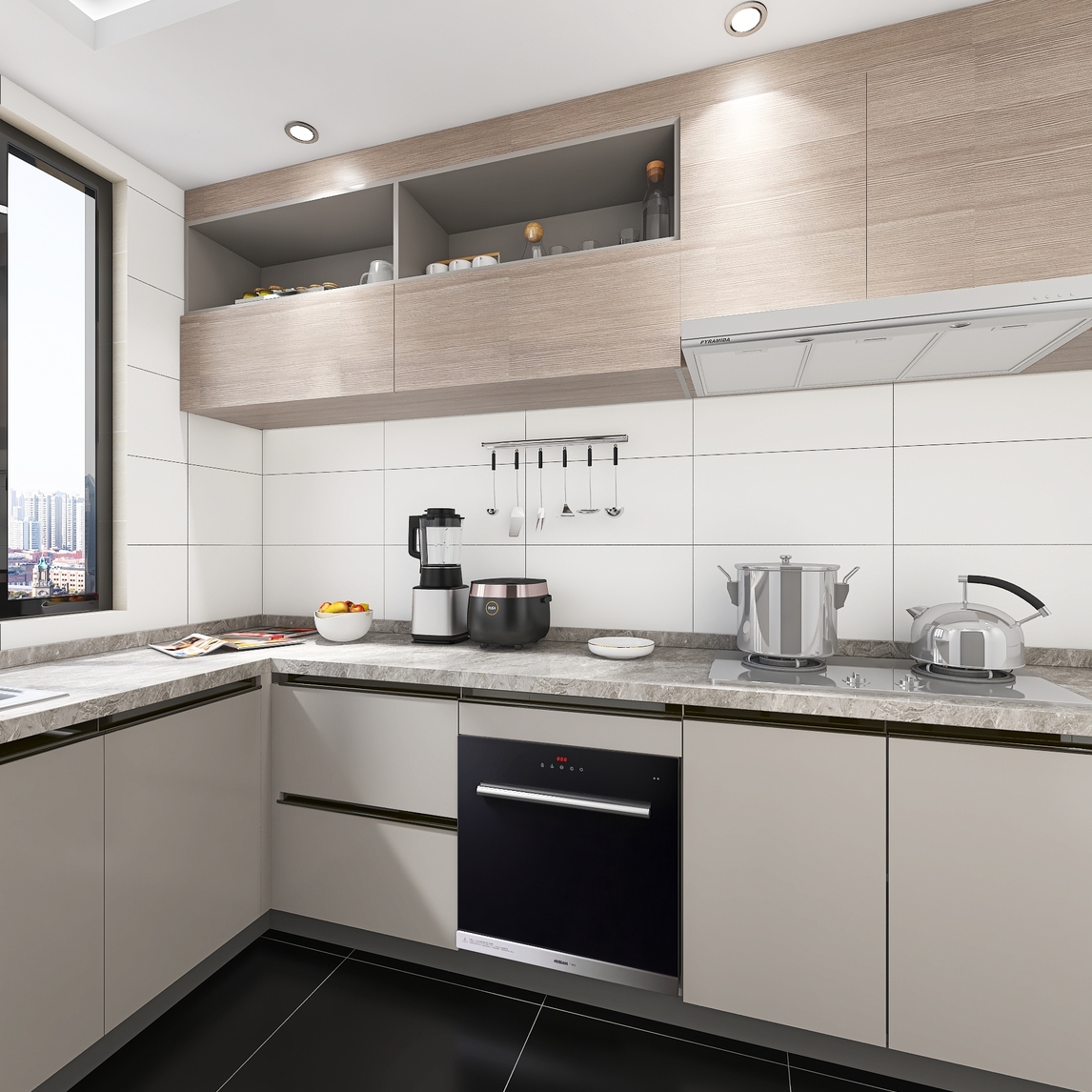 简约白色墙砖的厨房美的流连忘返