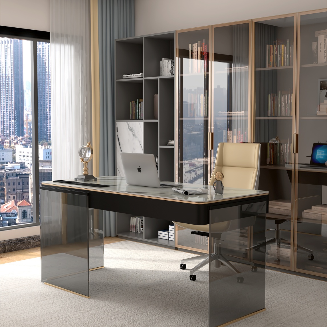 轻奢办公书房,高端大气