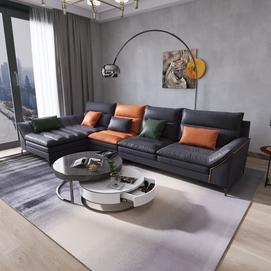 极简北欧科技布沙发